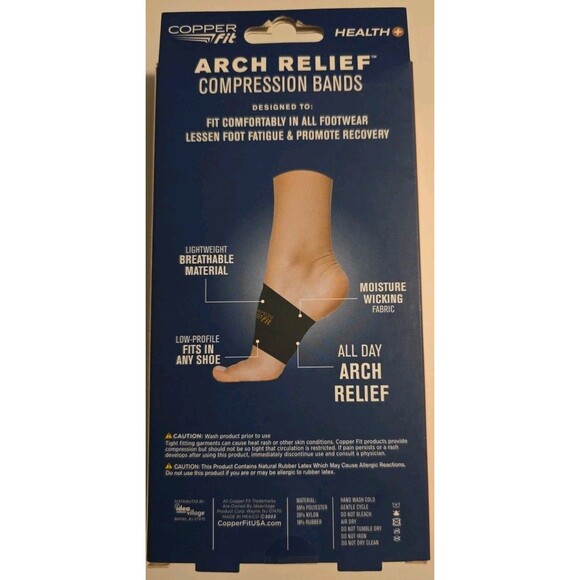 (2) Copper Fit Copper Infused Arch Relief & Support Compression Bands One Size - Picture 11 of 16